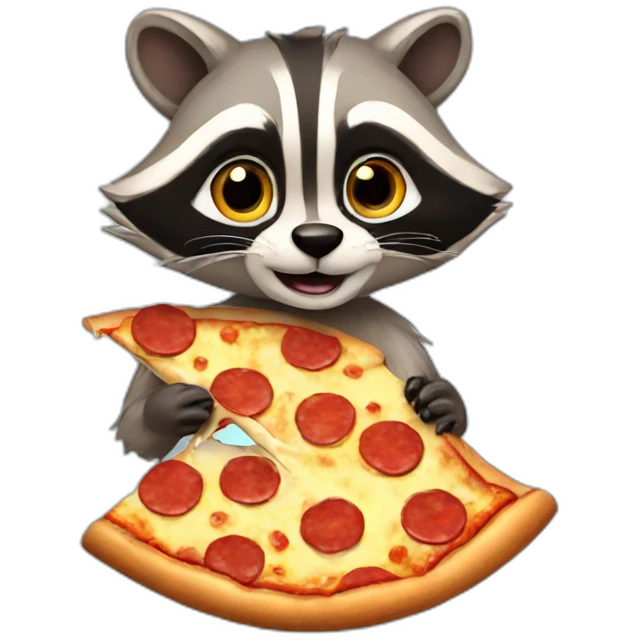 Raccoon with Pizza emoji