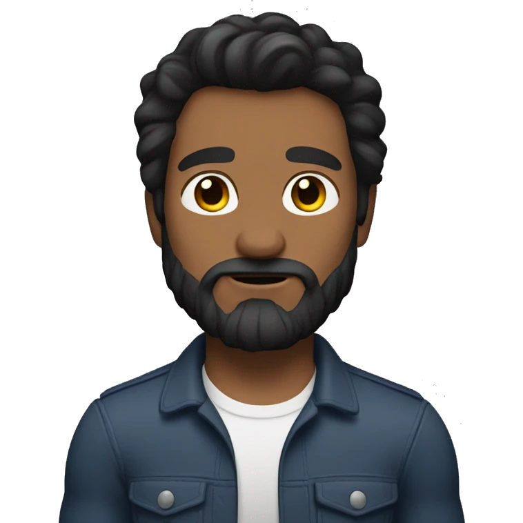 Bearded man, dark hair, muscular, rough emoji