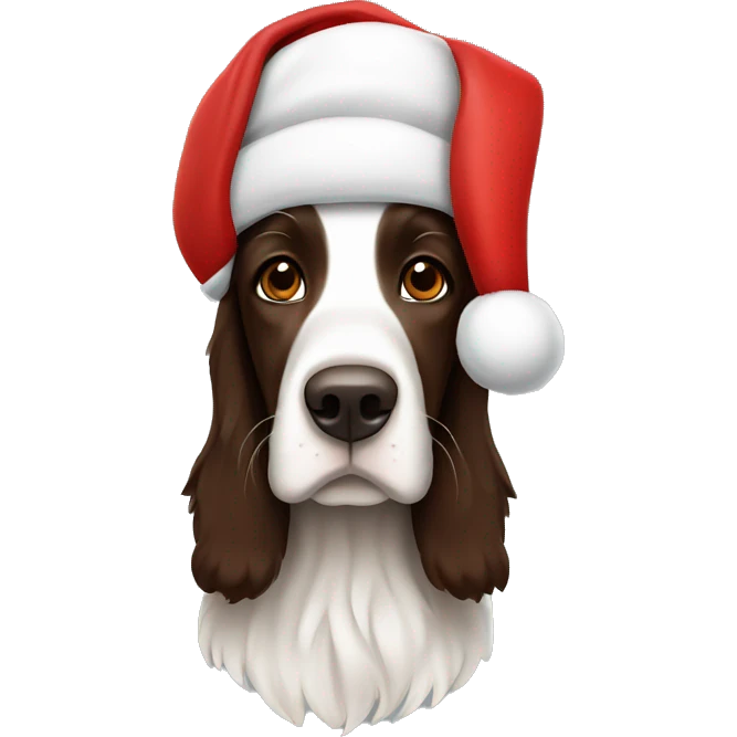 Tricolor brown springer santa hat emoji