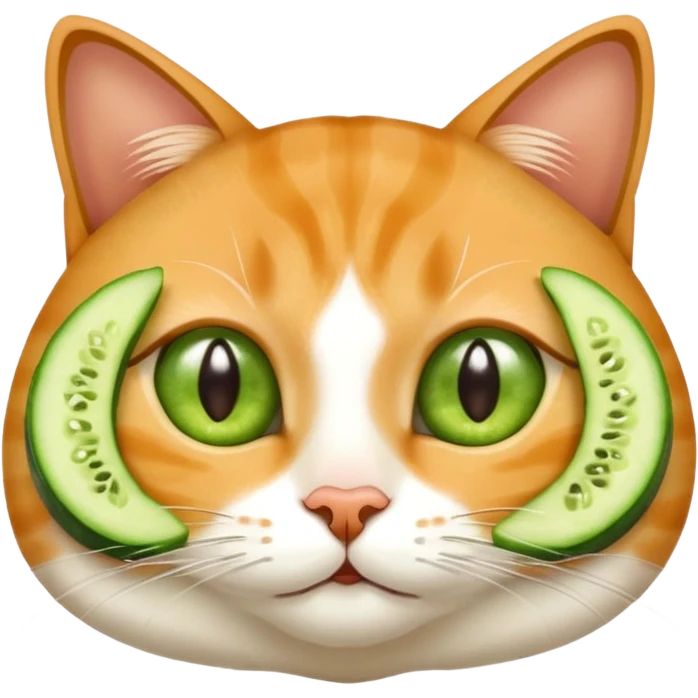 cat with cucumber slices on its eyes, spa skincare emoji