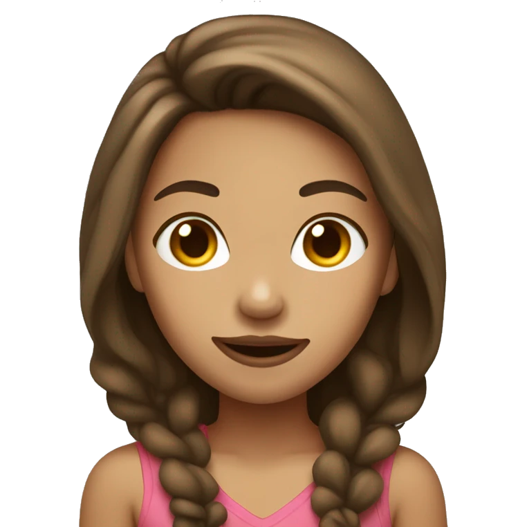 Light skin girl with brown hair with tongue out emoji