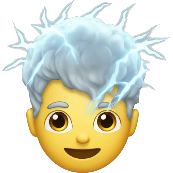 Lightening lifting toupee off of head emoji
