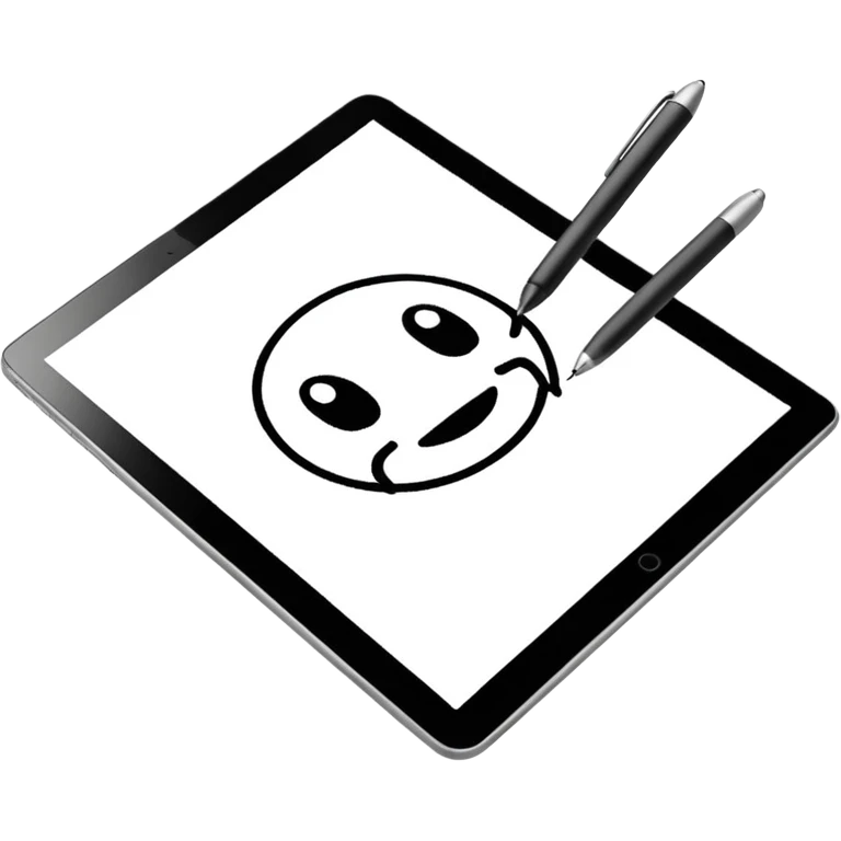 A digital pen drawing layouts on a tablet emoji