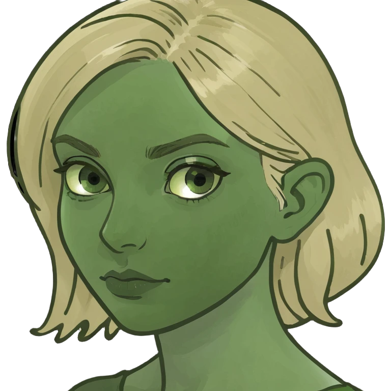 Girl with blonde hair green eyes  emoji