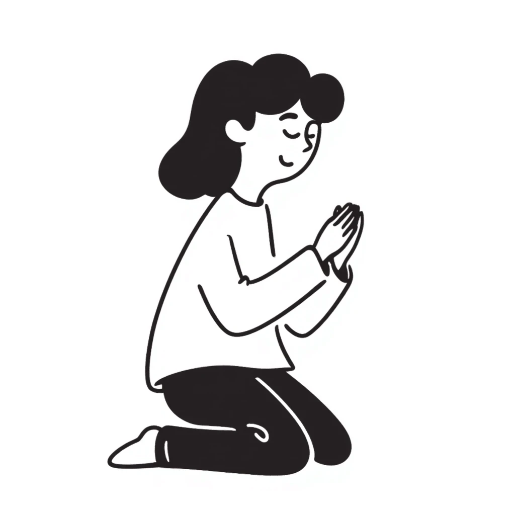 hand-drawn doodle of a person praying emoji