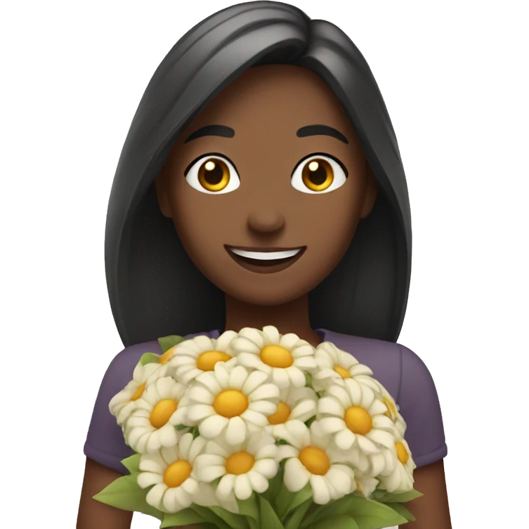 smiling girl with bouquet emoji