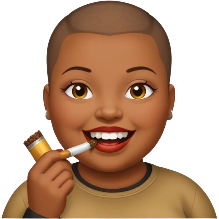 Fat black woman with buzz cut and chewing tobacco emoji