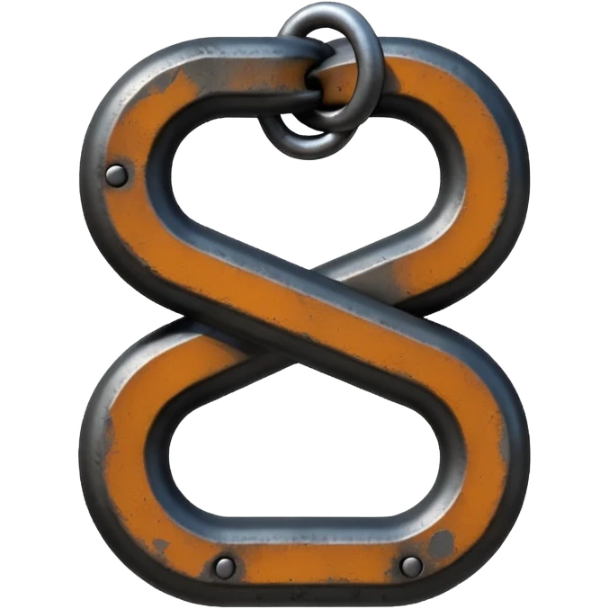 Emoji, gothic chain link shaped as number 8, forged from matte black steel, industrial form, subtle metal texture, no glow, no neon, flat emoji design, centered, transparent background emoji