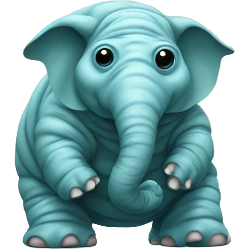 an elephant dressed up as a tardigrade emoji
