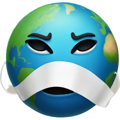 crying Earth wearing a mask emoji
