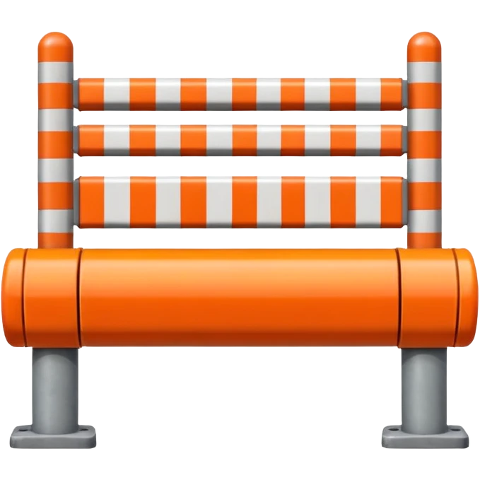Flat emoji-style icon of a boom barrier.
Orange control box.
Red and white striped barrier arm coming out of the box.
Box is solid orange only, arm is red-white only.
NOT gates, NOT fence, NOT fully red-white barrier. emoji