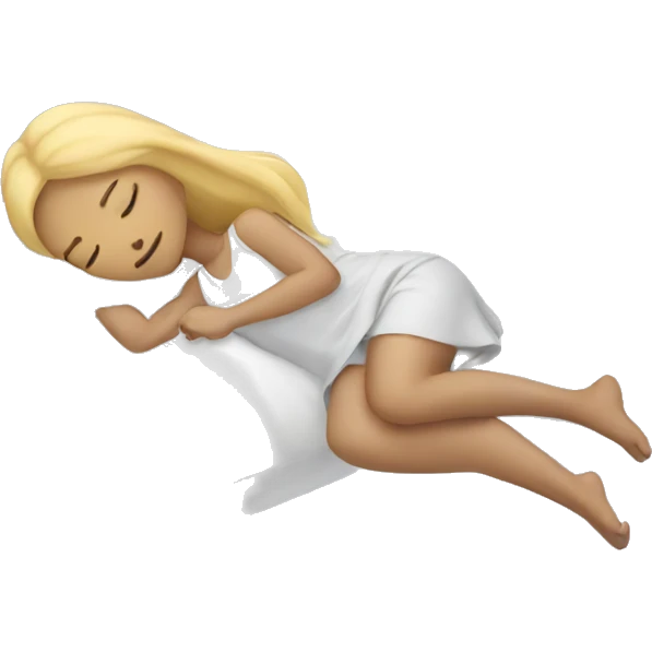 Girl with long blonde hair sleeping on a white pillow emoji