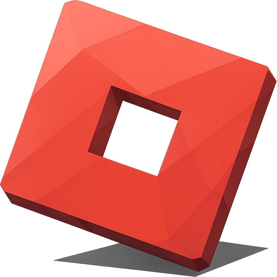 Add a subtle shadow effect to the Roblox logo, keep the style playful and geometric with low-poly polygonal illustration look, no background. emoji