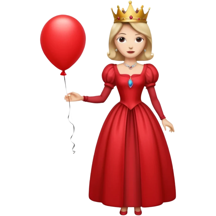 queen wearing dress, holding balloon emoji