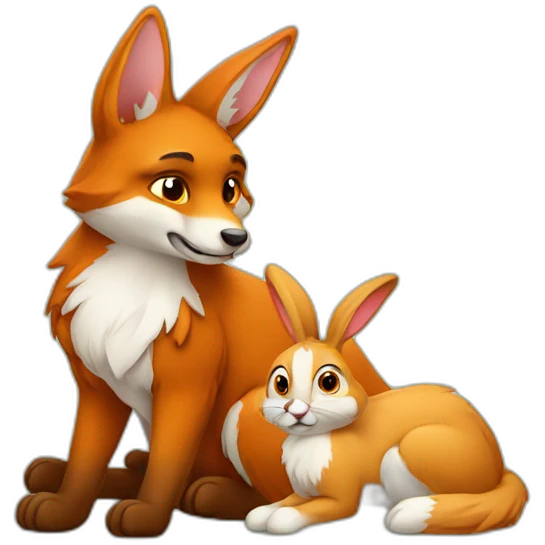Renard qui tient un lapin emoji