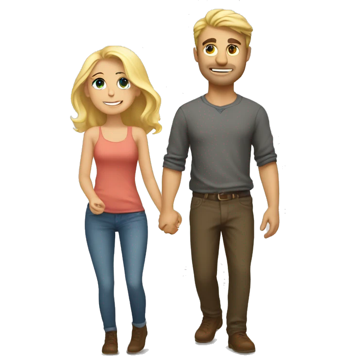 A blonde girl falling in love with a magnificent guy  emoji
