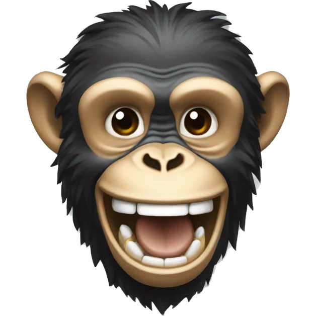 Laughing pointing pixelated chimp emoji