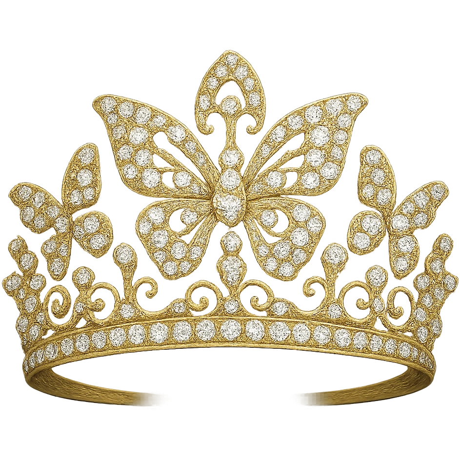 butterfly crown with a yellow base, no butterflies, only sparkling gems emoji