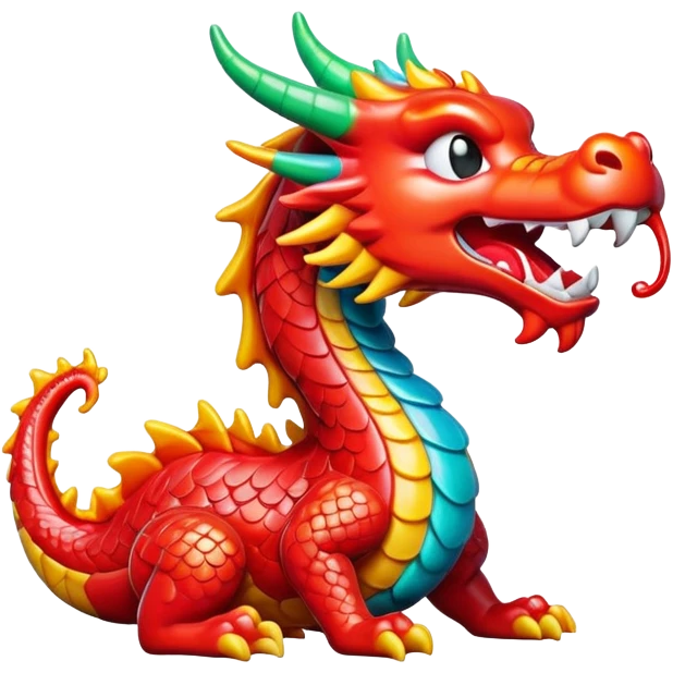 Beijing sugar-blown animal figurines traditional craft candy, simplified emoji style with bold outlines and bright colors, cartoon style dragon shaped sugar art emoji