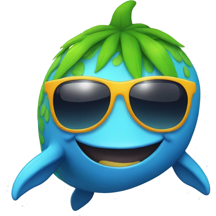 Ballena with a wig and sun glasses emoji