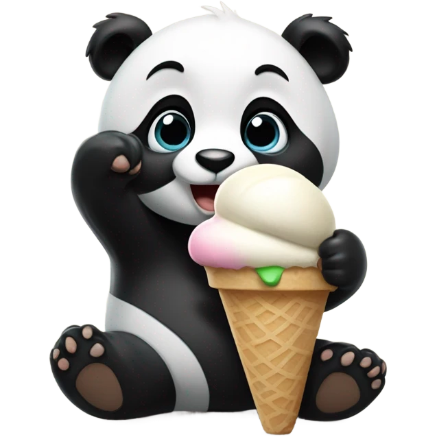 Panda eating ice cream emoji