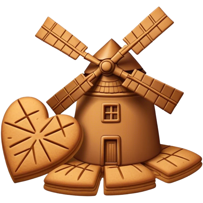 Speculaas Cinematic Realistic Speculaas Biscuit Emoji, depicted as a spiced speculaas cookie crafted in the shape of a windmill and warm, inviting lighting. emoji