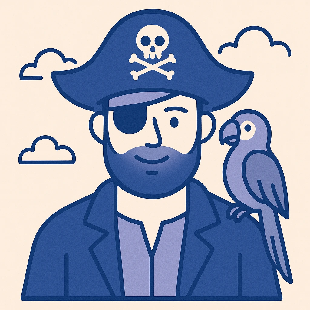 pirate with eye patch and parrot emoji