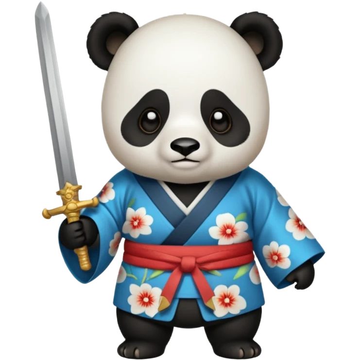Panda with sword and kimono emoji