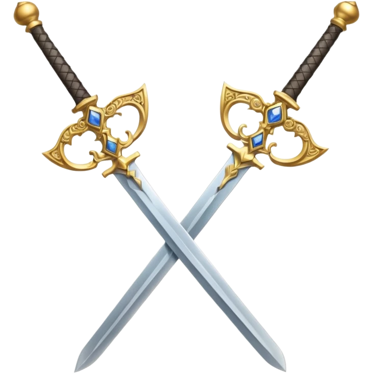 Fully golden two royal swords crossed emoji