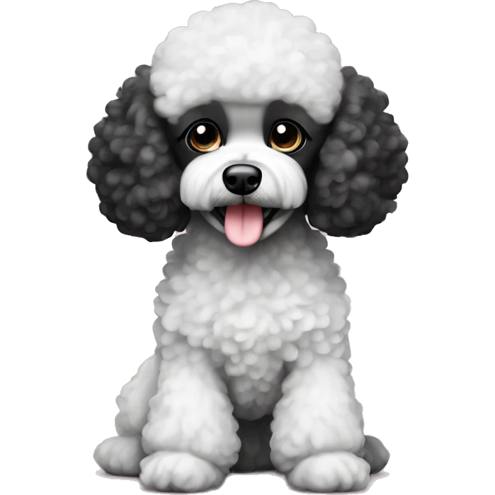 half Black and white toy poodle emoji