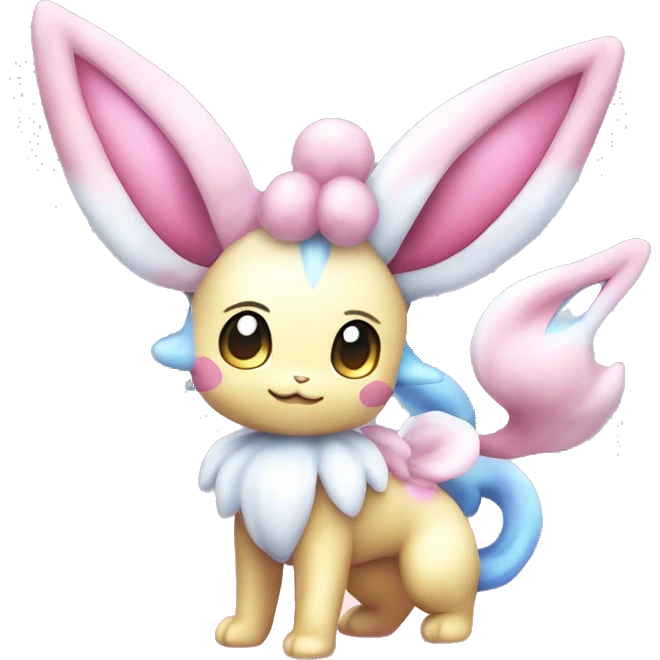 Kawaii Gorgeous Beautiful Shiny Sparkly Sylveon-Pokémon full body emoji