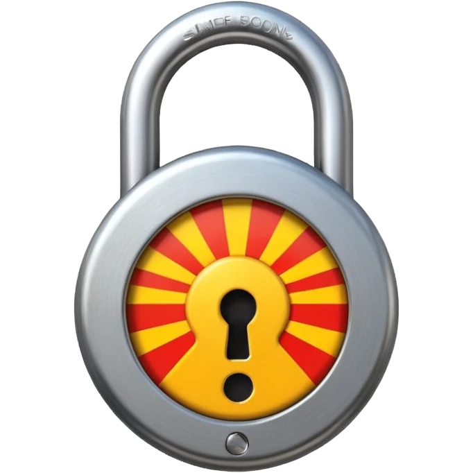 Emoji of a steel padlock snapping shut with a burst of energy lines and a rising sun silhouette behind it, symbolising tunnel vision, discipline, and a decisive new start. Bold minimal icon style, transparent background. emoji