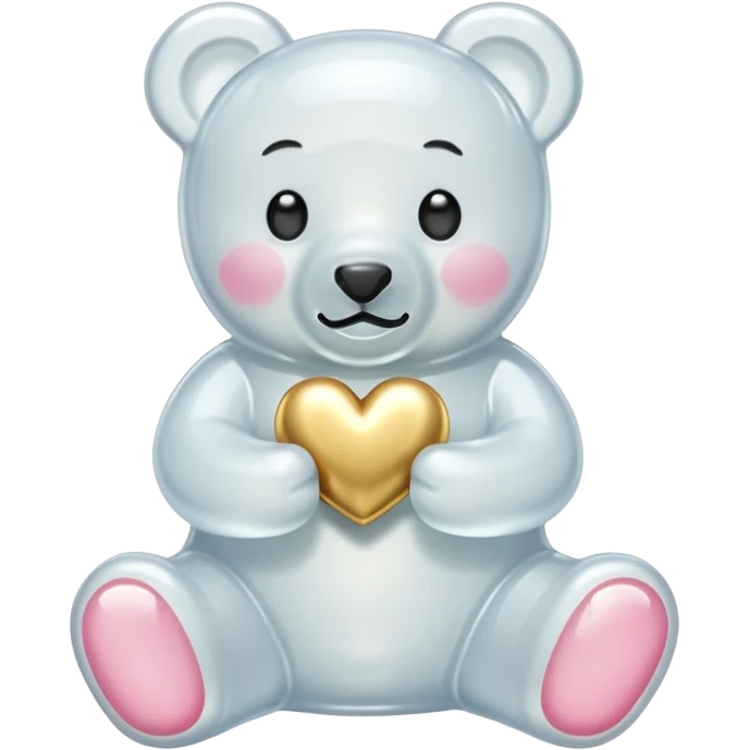 white gummy bear with gold heart emoji