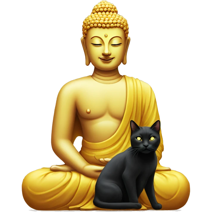 lord buddha with black cat in amrs emoji