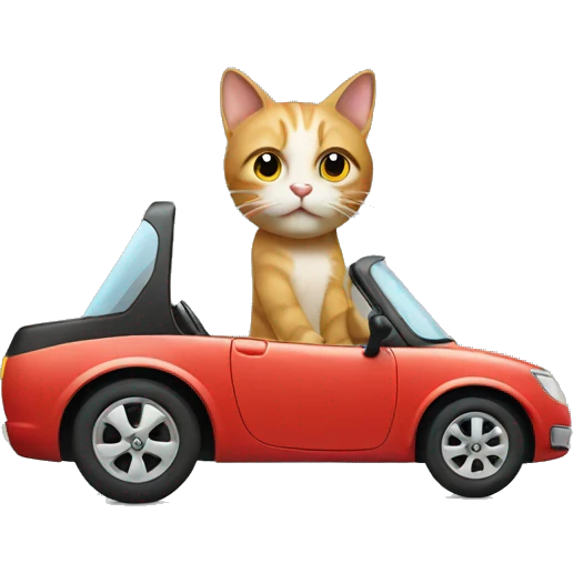 Cat driving a car emoji