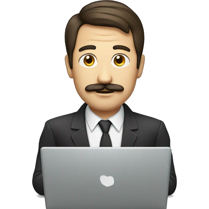 man with moustache with a laptop make him whiter emoji