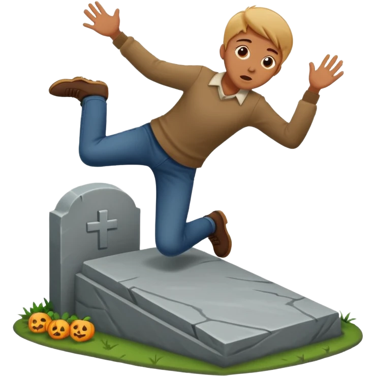 a show of a person falling on a gravestone emoji
