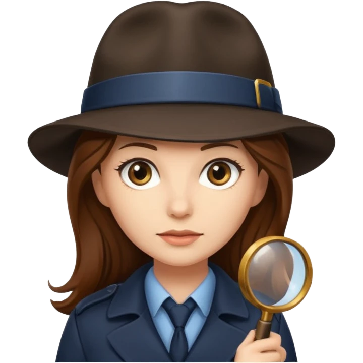 female detective with long hair and detective hat emoji