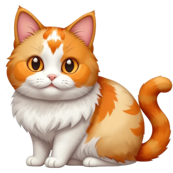 full body calico cat with small head and short but chubby body emoji