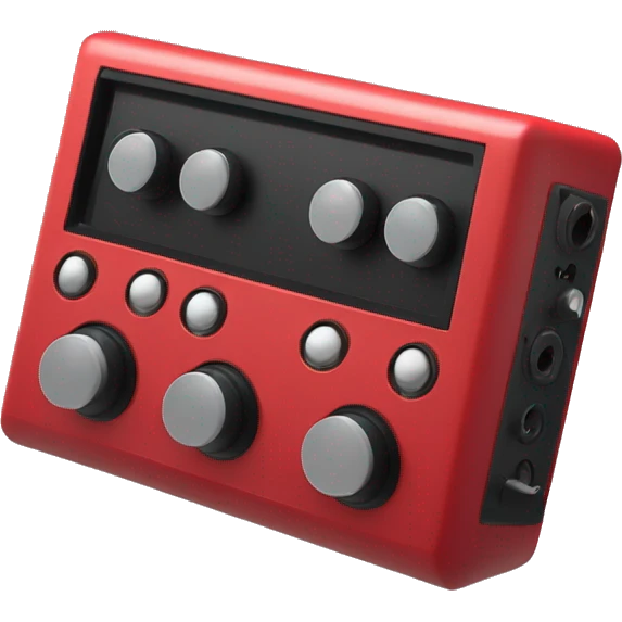Create an emoji of a rectangular audio box that is in scarlett red and has two microphone inputs on the front. I want it lay down and only showing the front face plate. emoji