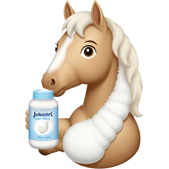 A cartoon horse holding johnson baby emoji