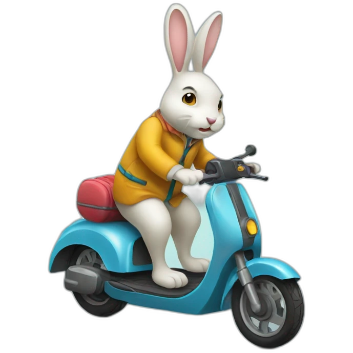 Lapin en trottinette emoji