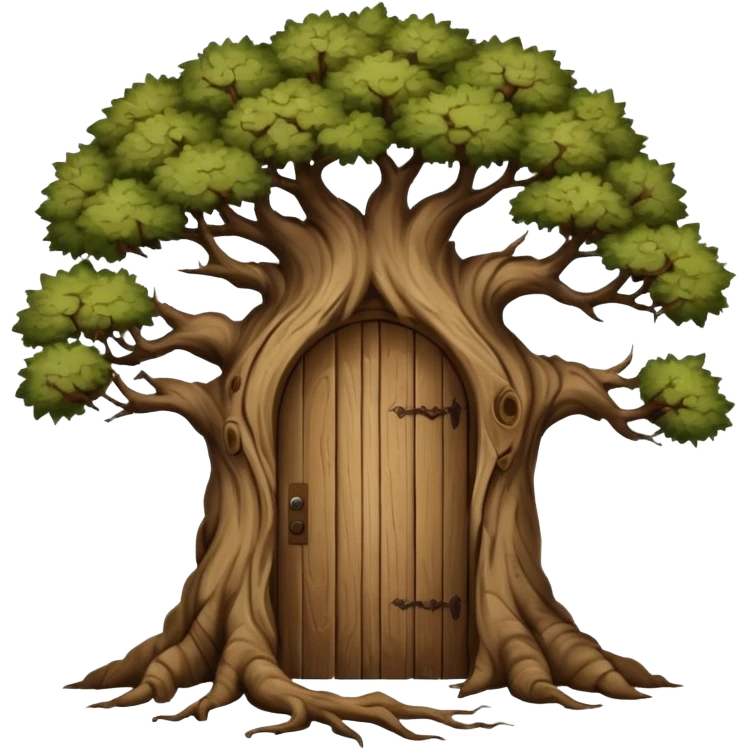 large and old bitch tree with door emoji