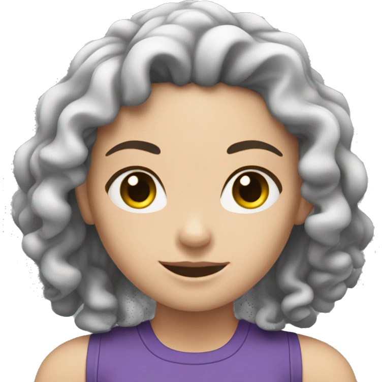 A white girl with curly black hair working out  emoji
