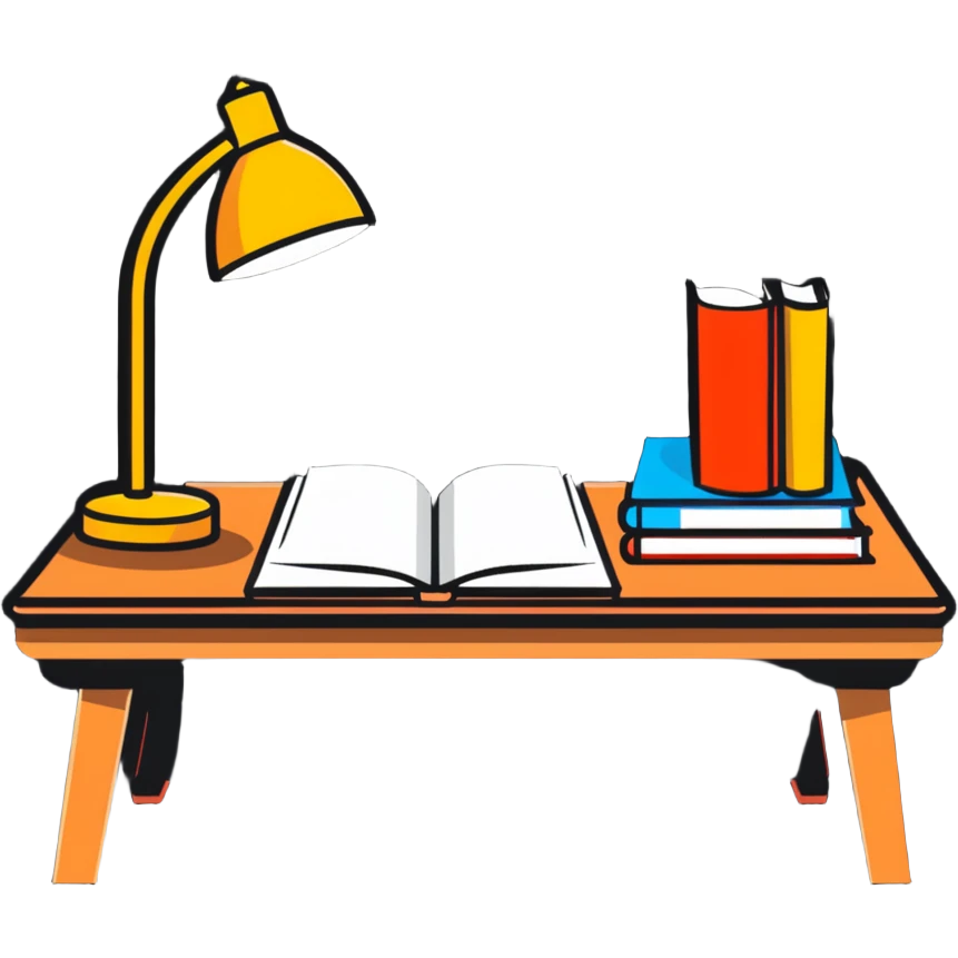 study desk with lamp and books emoji