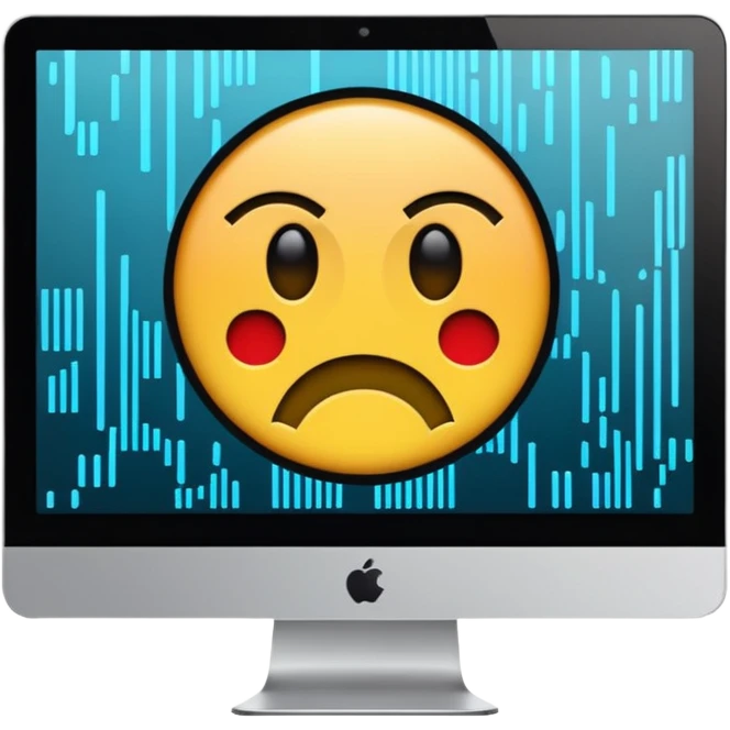 make a computer screen with a error emoji no face like a glitch emoji
