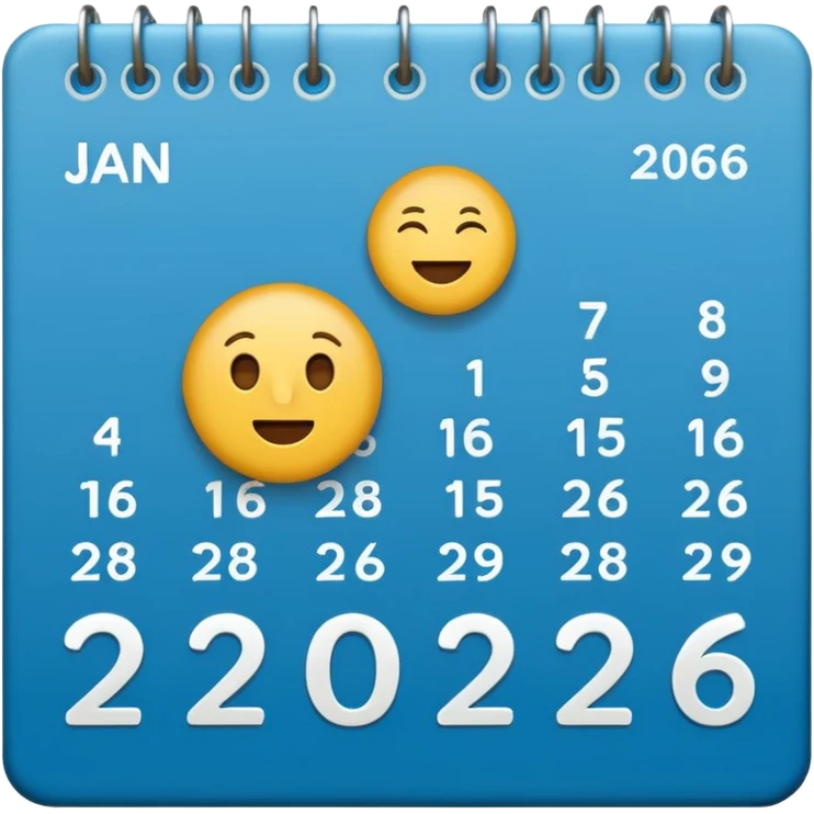 January calendar flat emojy style just writte Jan 2026. More flat style Just JAN 2026 should be on it emoji