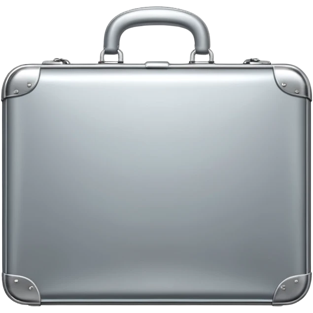 A luxury briefcase emoji made of polished silver chrome, smooth rectangular shape, metallic reflections, minimal high-end design, swag business aesthetic, iOS emoji style, centered, clean white background
 emoji