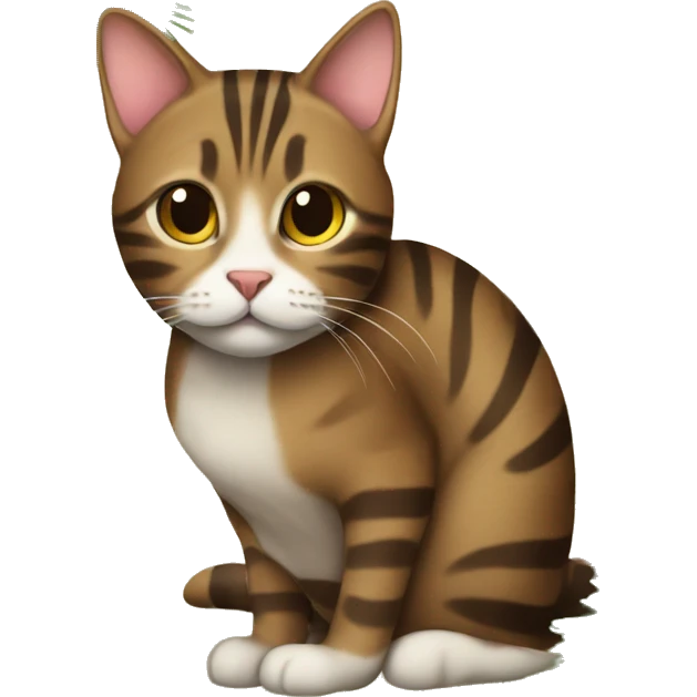 Brown striped cat sitting under a Christmas tree  emoji