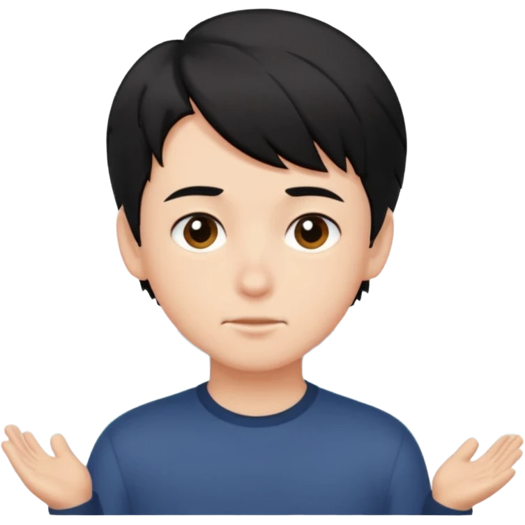 boy with short black hair, ocean air, perfectlist emoji